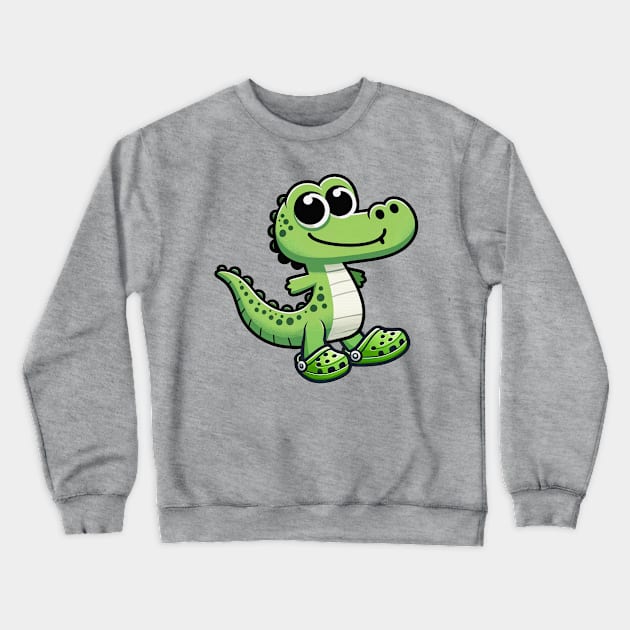 Crocodile wearing crocs Crewneck Sweatshirt by MasutaroOracle